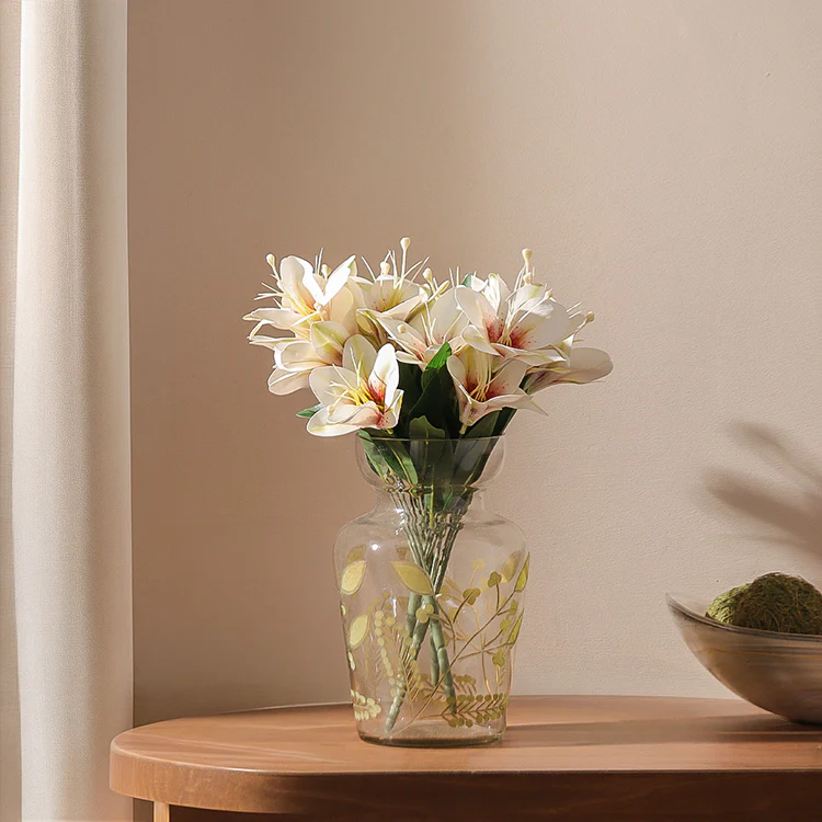 Trumpet Lily Faux Stem, Set of 2 - White Pink - Image 5