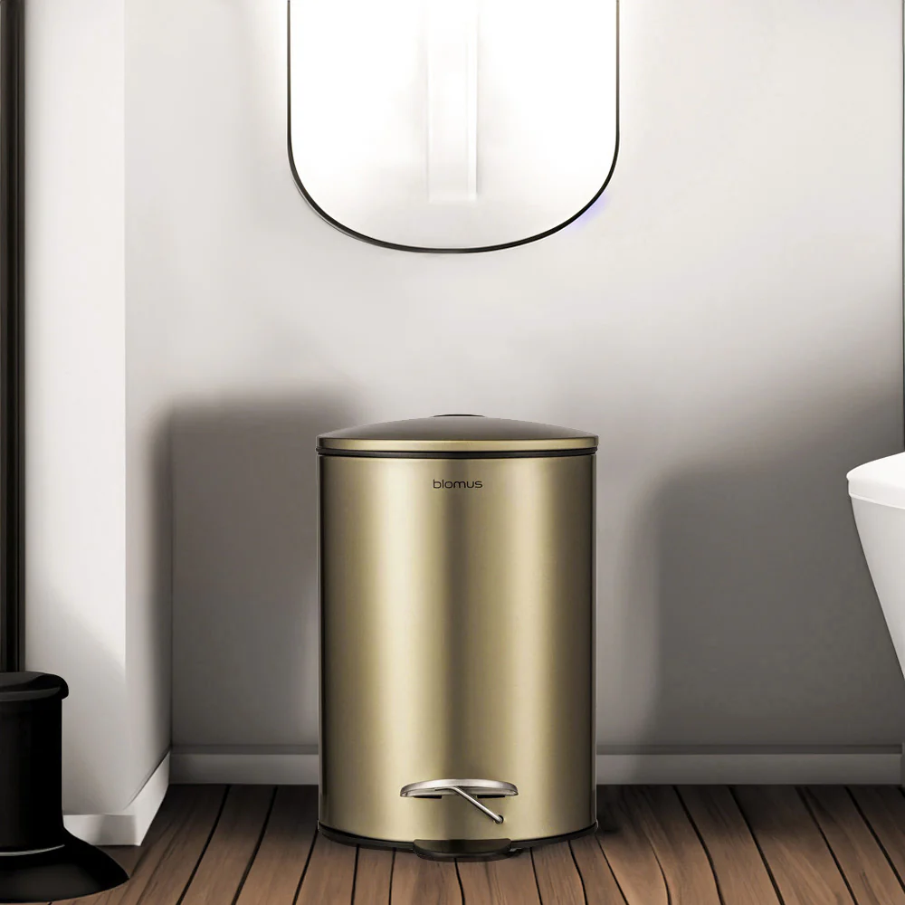 Tubo Pedal Bin 3L - Brushed Brass - Image 2