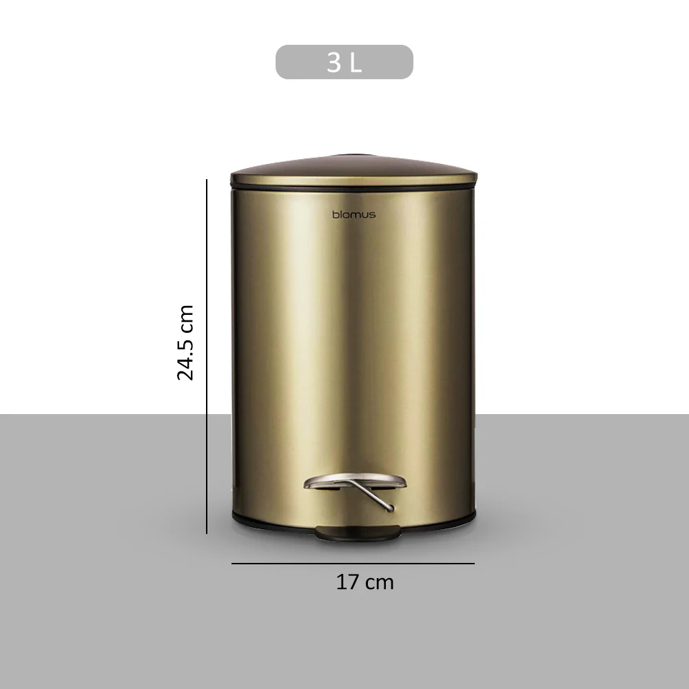 Tubo Pedal Bin 3L - Brushed Brass - Image 4