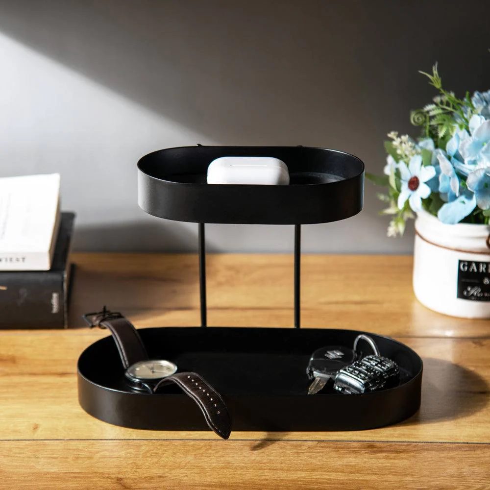 Twin 2-Tier Oval Stand - Black - Image 2