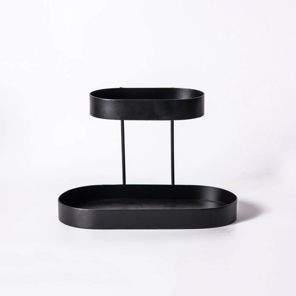 Twin 2-Tier Oval Stand - Black - Image 3