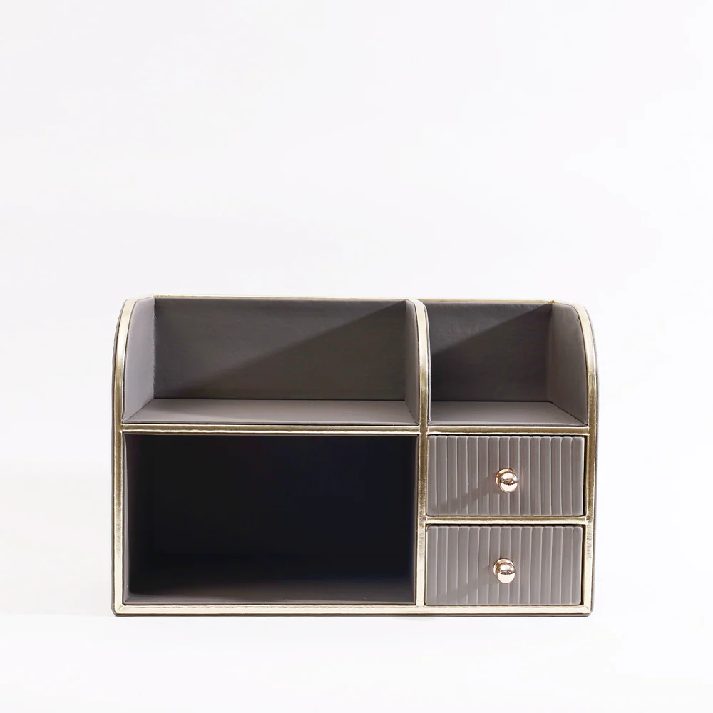 Two-Tier Cosmetics Organiser with Drawers - Dark Grey - Image 3