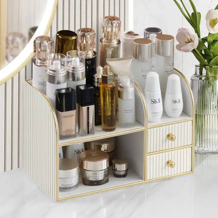 Two-Tier Cosmetics Organiser with Drawers - Ivory