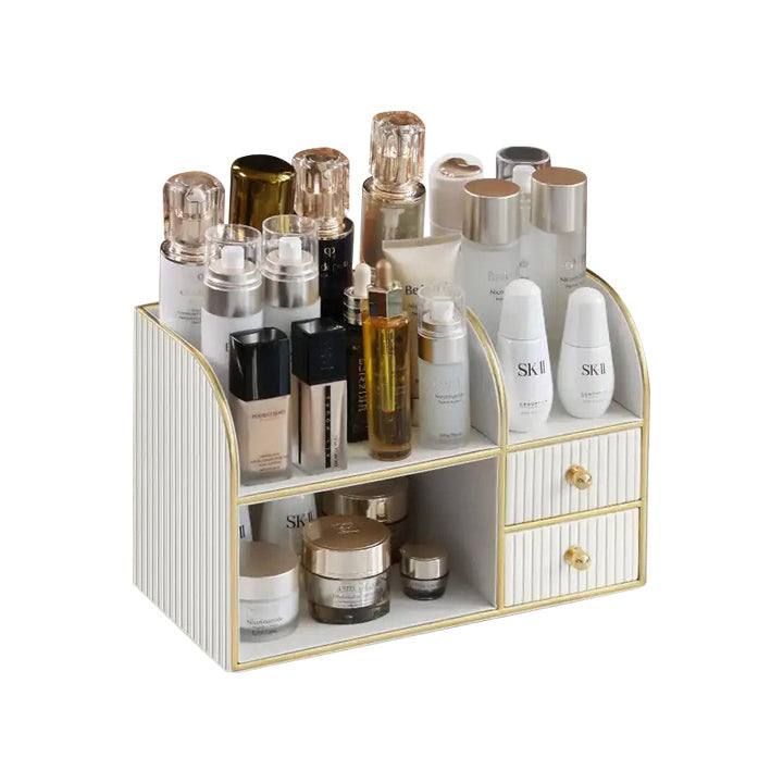 Two-Tier Cosmetics Organiser with Drawers - Ivory - Image 5