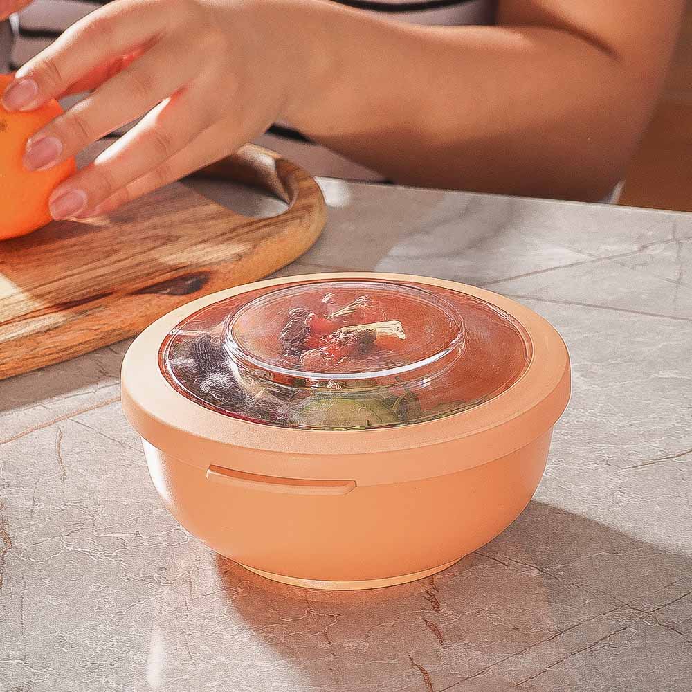 Tylla Storage Bowl with Lid 700ml - Peach Orange - Image 6