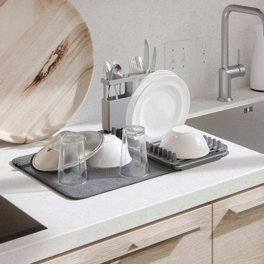 UDry Over The Sink Dish Rack With Dry Mat - Charcoal - Image 3