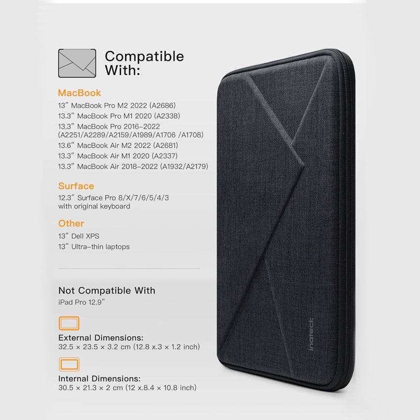 Ultrathin Hard Shell Laptop Sleeve With Pouch - Black Grey 12.3 to 13 Inches - Image 5