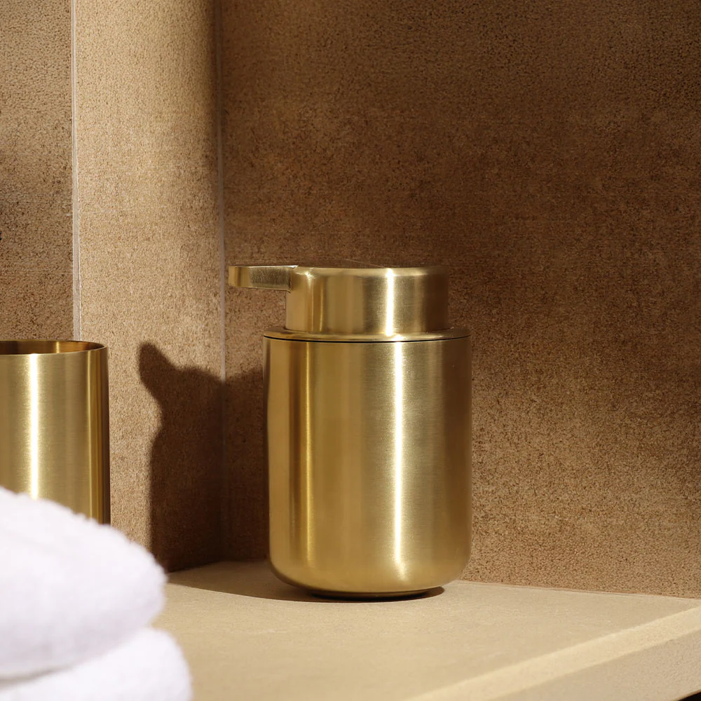 Ume Stainless Steel Soap Dispenser - Matte Brass - Image 2