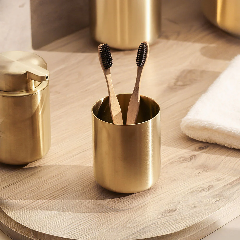 Ume Stainless Steel Toothbrush Tumbler - Matte Brass