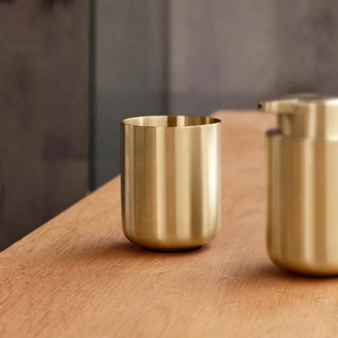 Ume Stainless Steel Toothbrush Tumbler - Matte Brass - Image 10