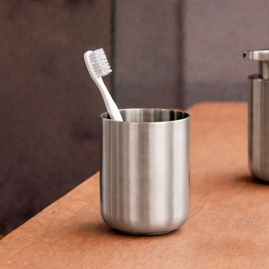 Ume Stainless Steel Toothbrush Tumbler - Matte Steel - Image 3