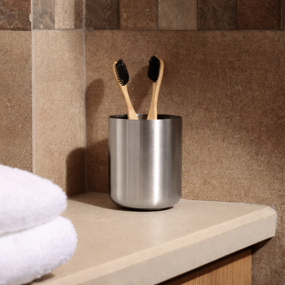 Ume Stainless Steel Toothbrush Tumbler - Matte Steel - Image 6