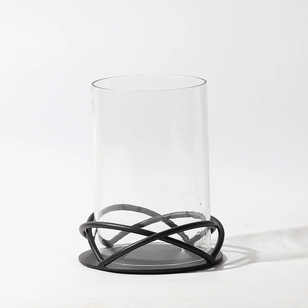 Valar Glass Hurricane with Metal Stand - Black - Image 3