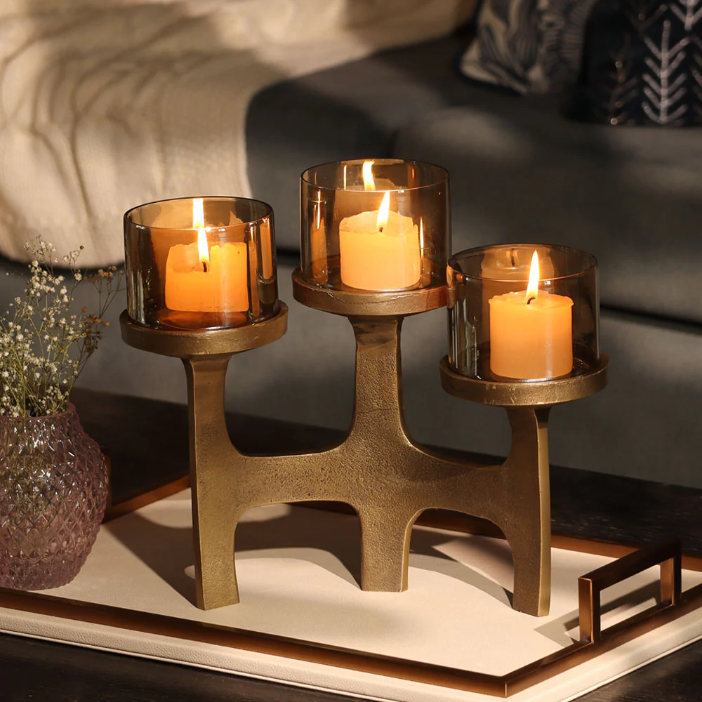 Vana 3-Tier Tealight Holder Set - Tinted Gold