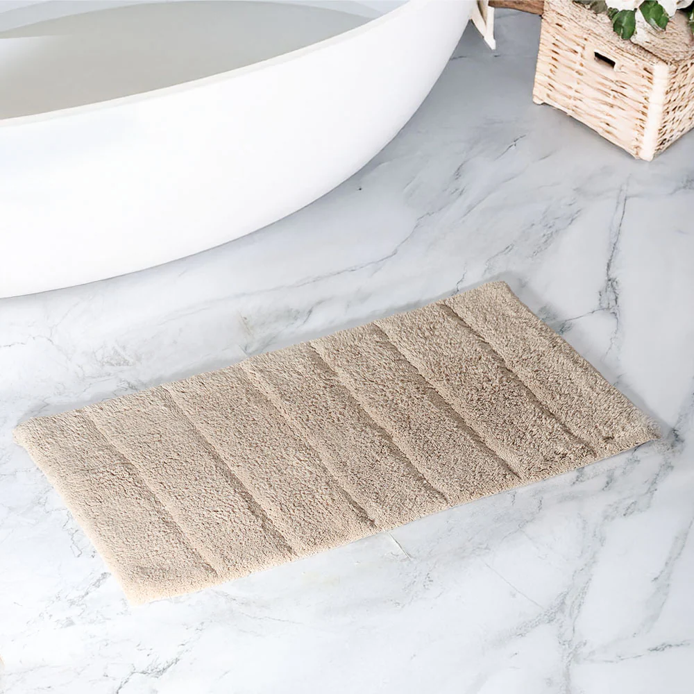 Vena Chalk Striped Tufted Bathmat - Beige - Image 4