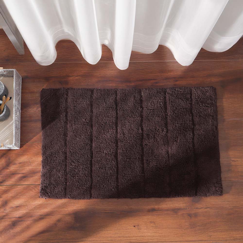 Vena Chalk Striped Tufted Bathmat - Brown - Image 2