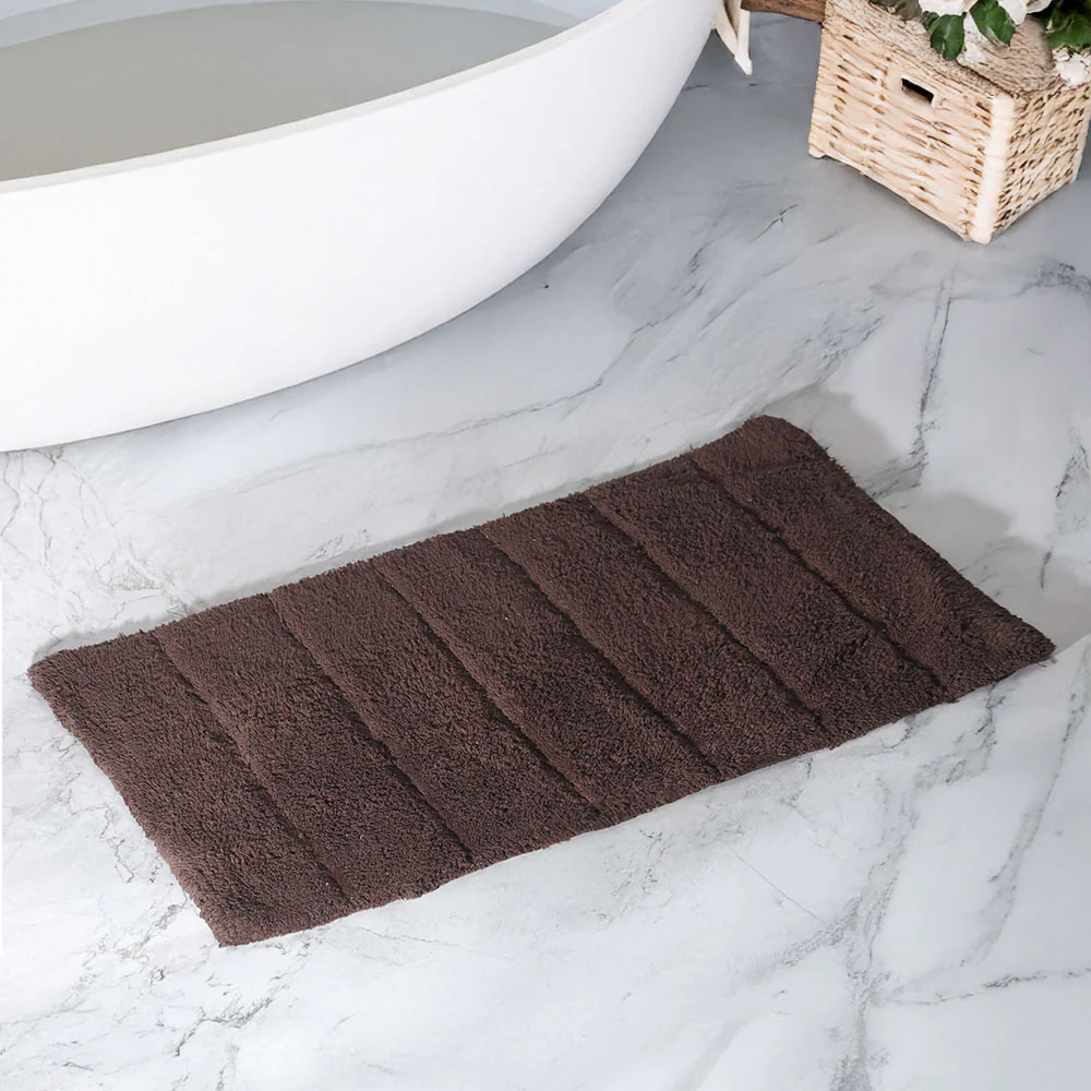Vena Chalk Striped Tufted Bathmat - Brown - Image 5