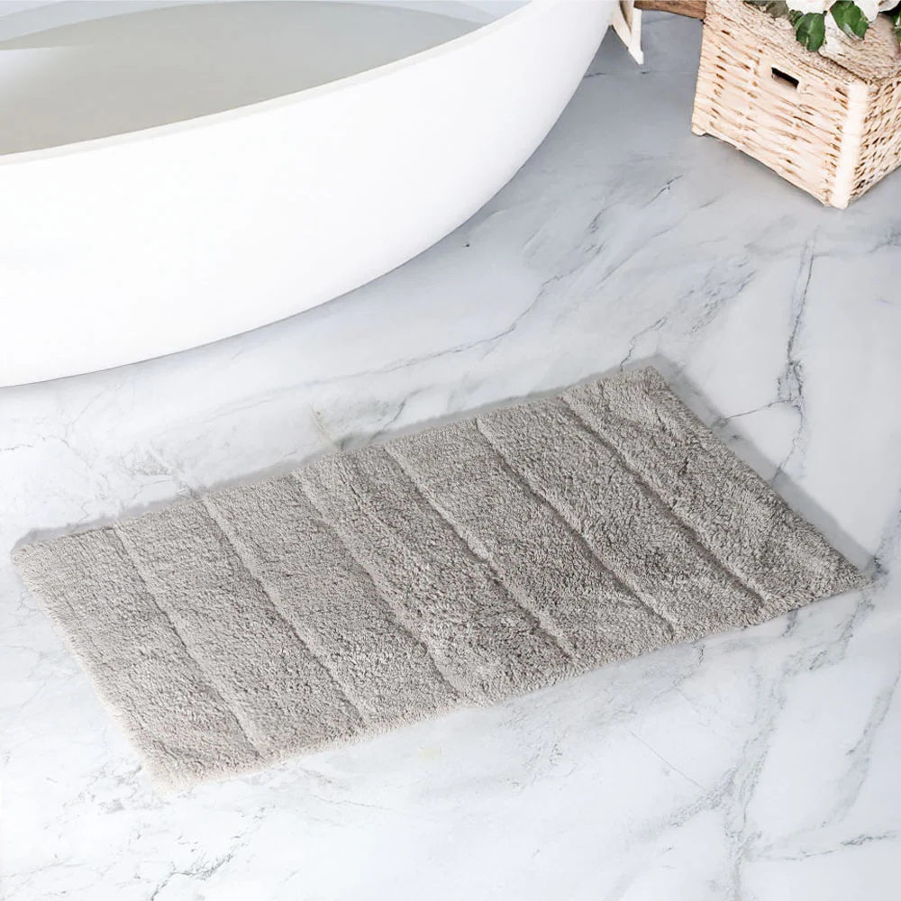 Vena Chalk Striped Tufted Bathmat - Light Grey - Image 5