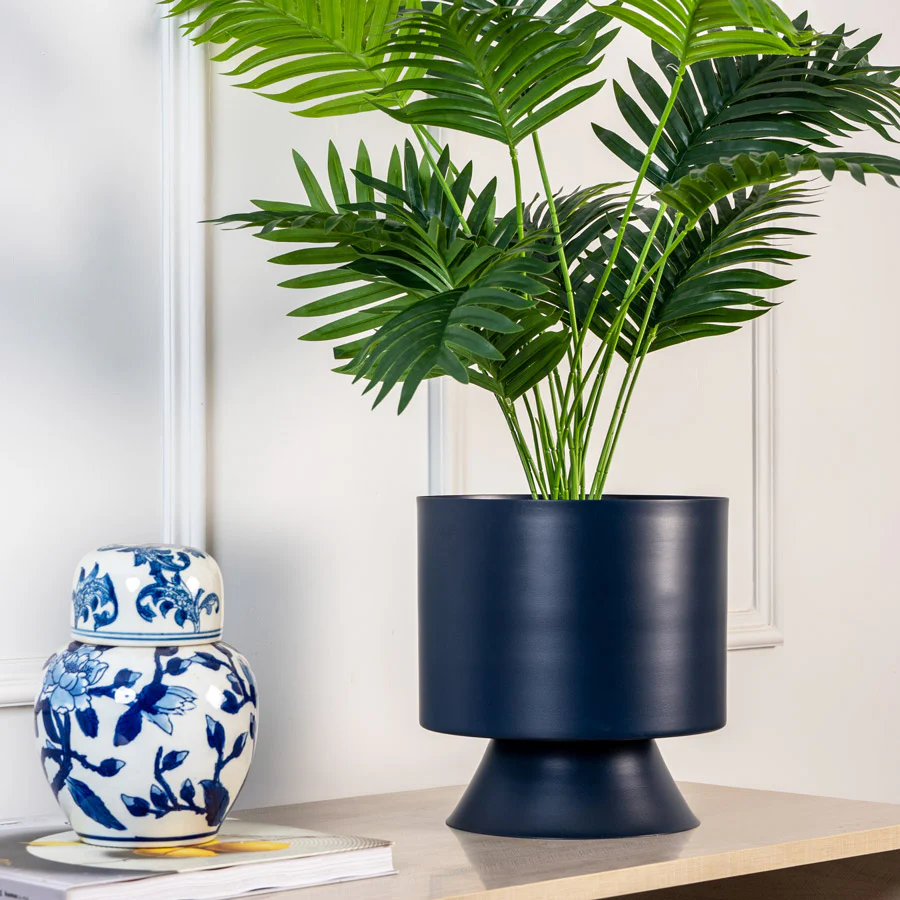 Vera Round Metal Planter Medium - Ink Blue - Image 4