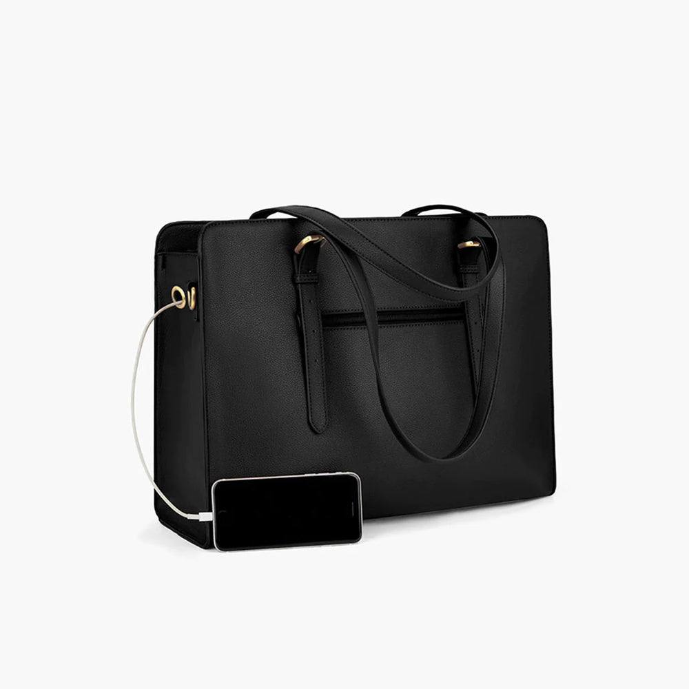 Versatile Laptop Tote Bag - Black - Image 5