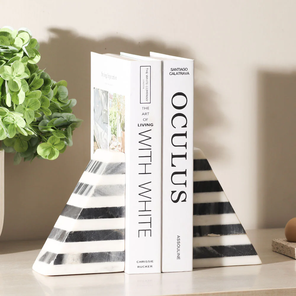 Vesta Marble Bookends, Set of 2 - Grey White - Image 2
