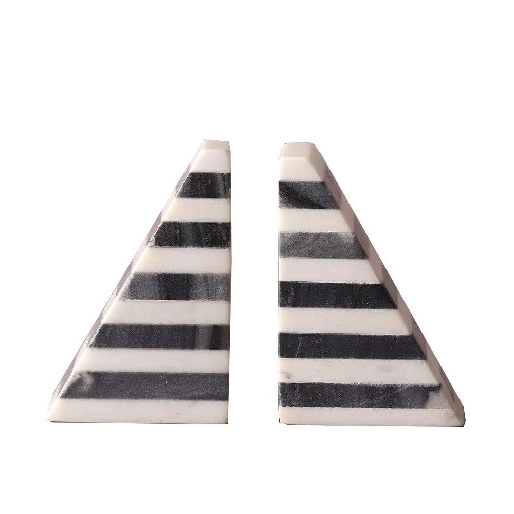 Vesta Marble Bookends, Set of 2 - Grey White - Image 4