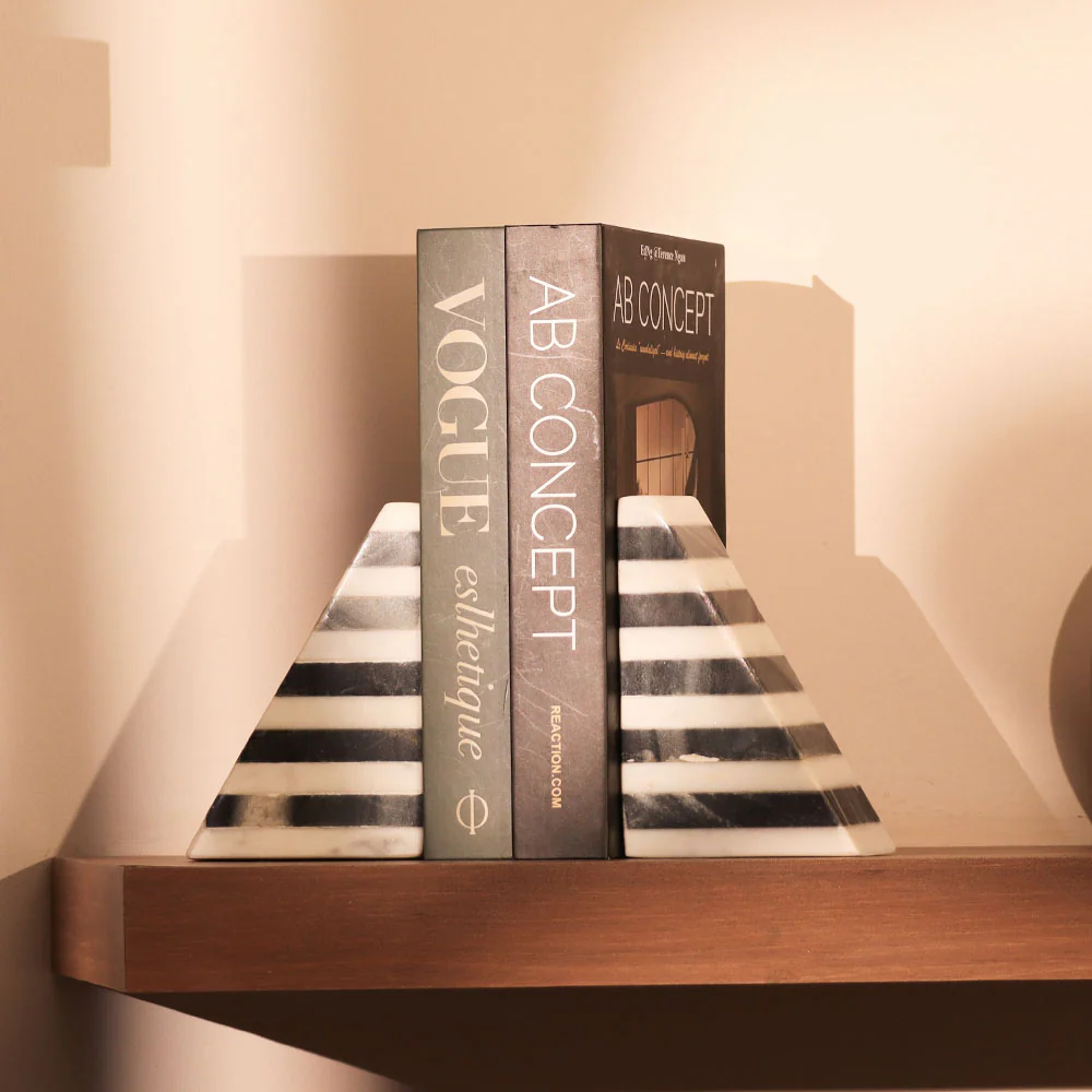 Vesta Marble Bookends, Set of 2 - Grey White - Image 6