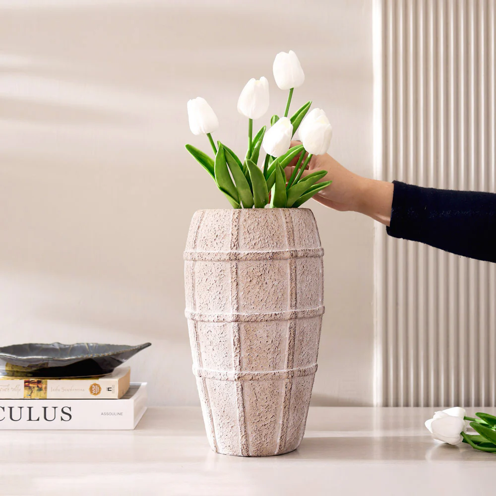 Vex Concrete Vase Large - Textured Greige - Image 3