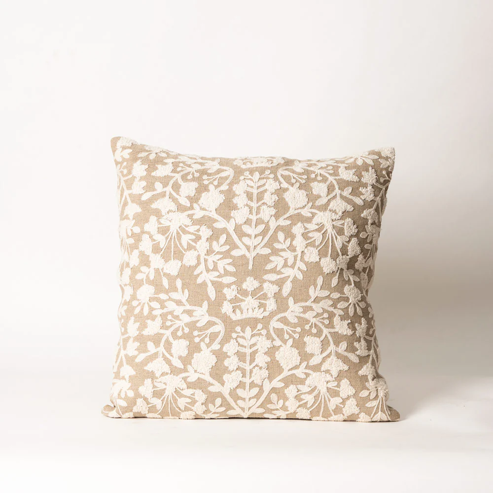 Vine Cotton and Jute Textured Cushion Cover 50x50cm - Beige White - Image 4