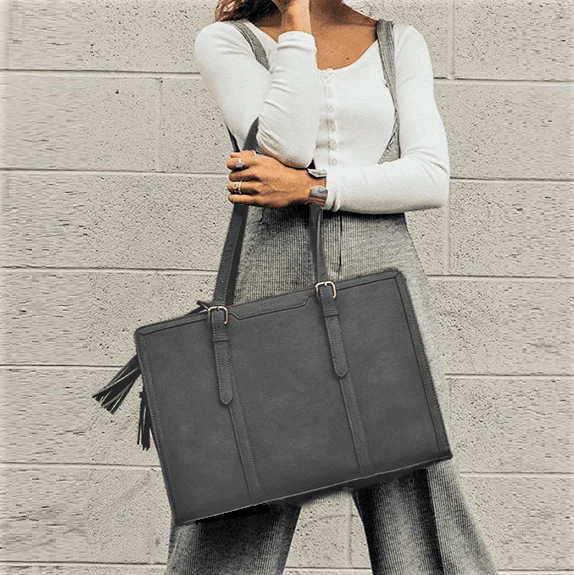 Vintage Laptop Tote Bag - Grey