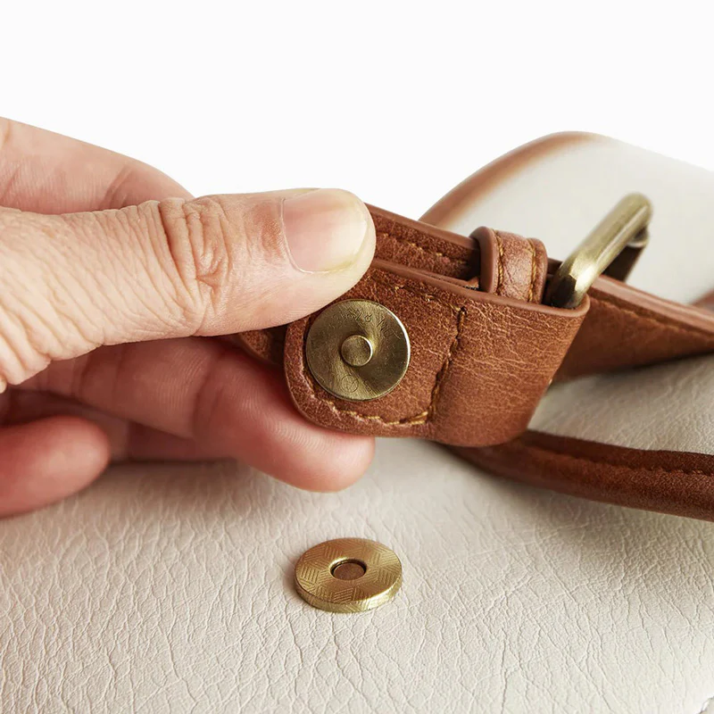Vintage Leather Sling Bag - White - Image 14
