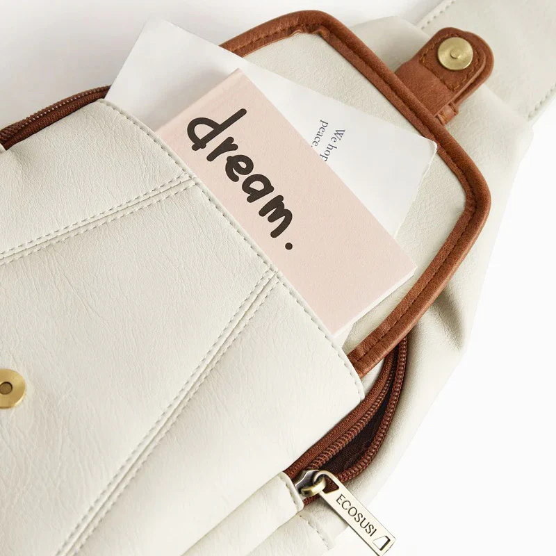 Vintage Leather Sling Bag - White - Image 5