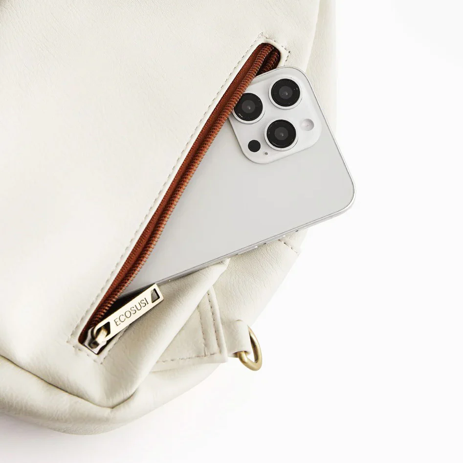 Vintage Leather Sling Bag - White - Image 6
