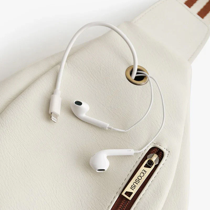 Vintage Leather Sling Bag - White - Image 9