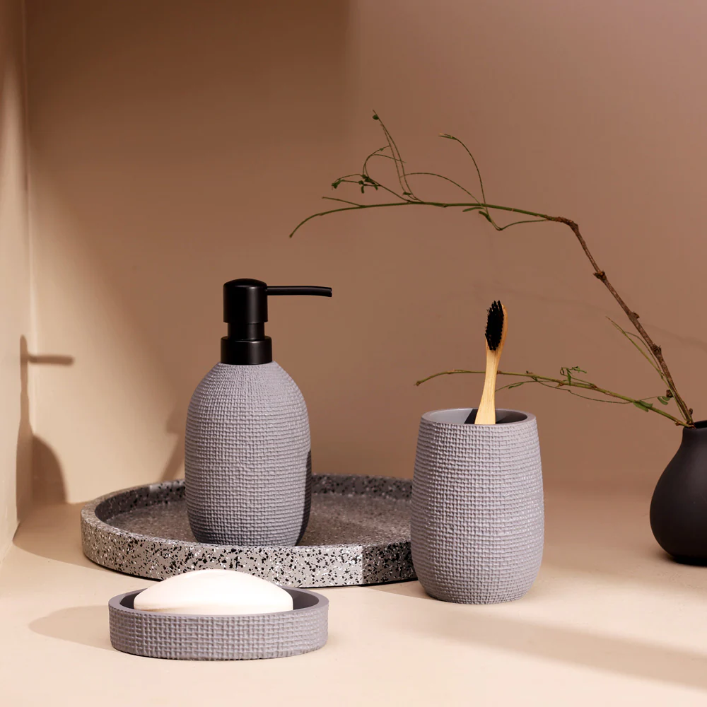 Waffle 3-piece Bathroom Set - Slate Grey - Image 3