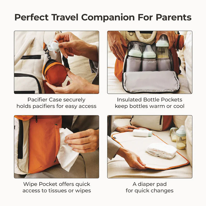 Paz Diaper Backpack 25L - Tangerine - Image 5