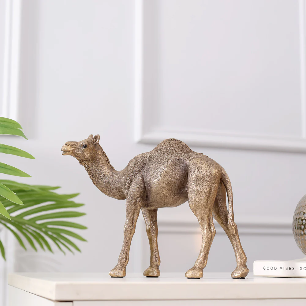 Walking Camel Sculpture Small - Dark Gold - Image 2
