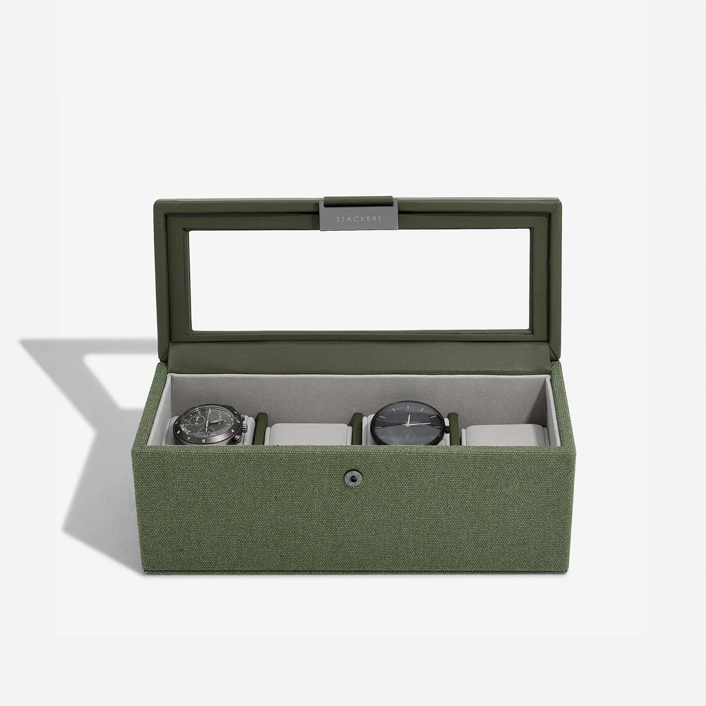 Watch Box 4-piece - Green Canvas - Image 3