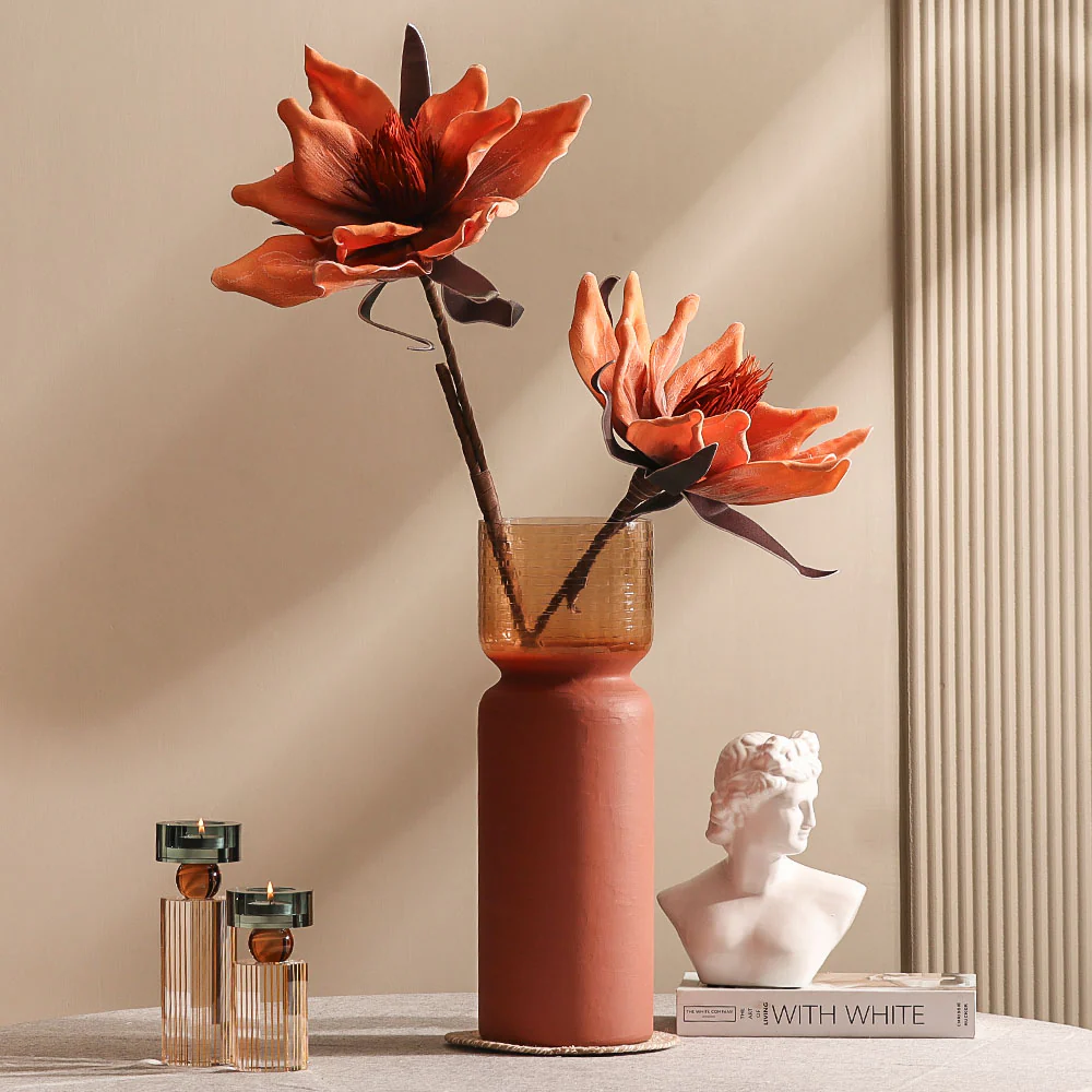 Water Lily Faux Stem - Burnt Orange - Image 2