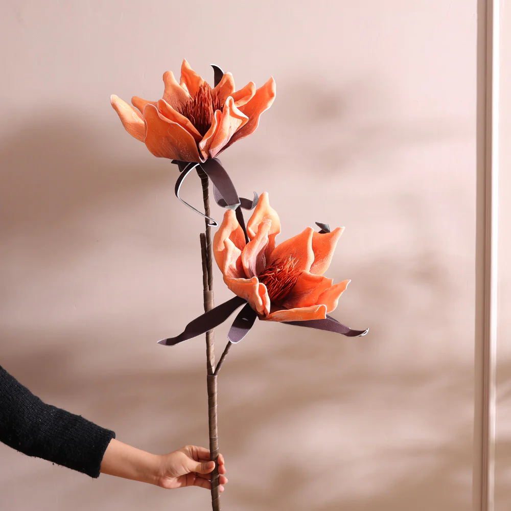 Water Lily Faux Stem - Burnt Orange - Image 3