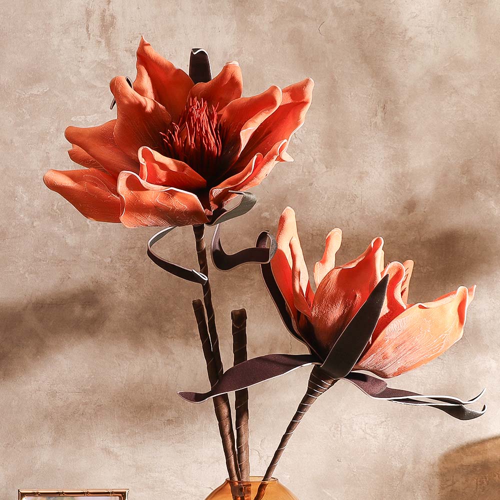 Water Lily Faux Stem - Burnt Orange - Image 6