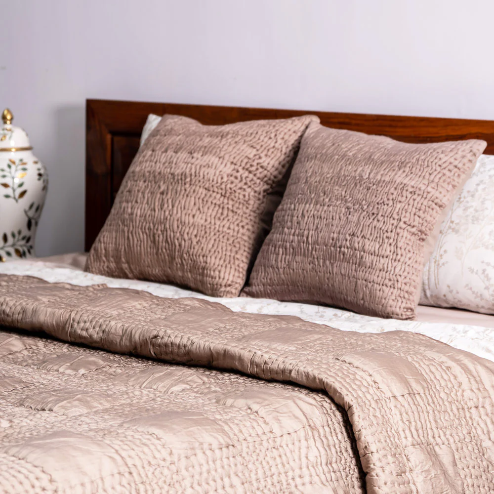 Wave Quilted Cushion Cover 45x45cm - Mocha - Image 4