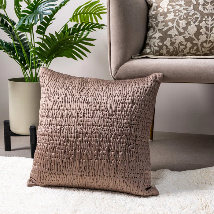 Wave Quilted Cushion Cover 45x45cm - Mocha - Image 5