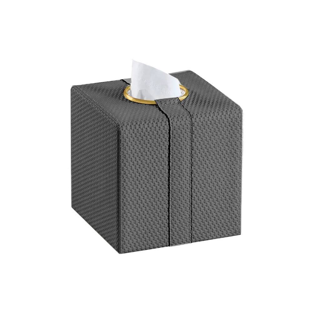 Weave Square Tissue Box Holder - Dark Grey & Gold - Image 4