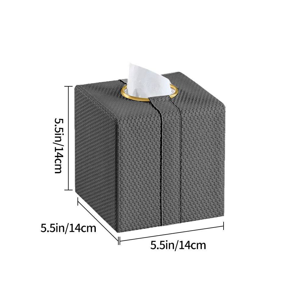 Weave Square Tissue Box Holder - Dark Grey & Gold - Image 8