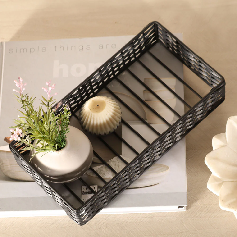 Weave Storage Tray Small - Charcoal Black - Image 3