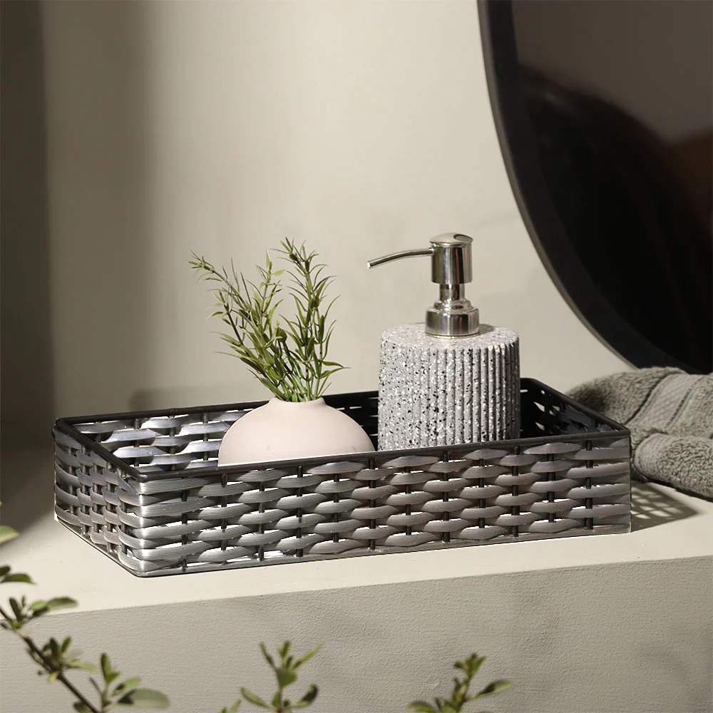 Weave Storage Tray Small - Grey Black
