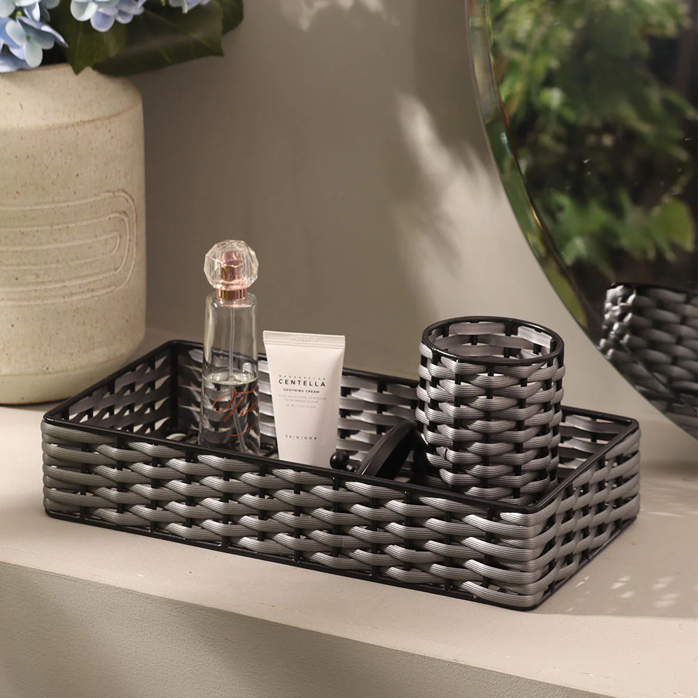 Weave Storage Tray Small - Grey Black - Image 2