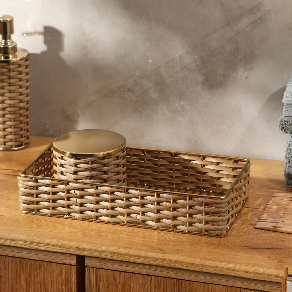 Weave Storage Tray Small - Sand Gold - Image 3