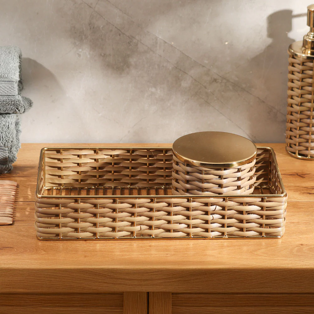 Weave Storage Tray Small - Sand Gold - Image 5